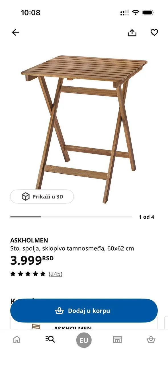 Складной стол для террасы IKEA ASKHOLMEN 2