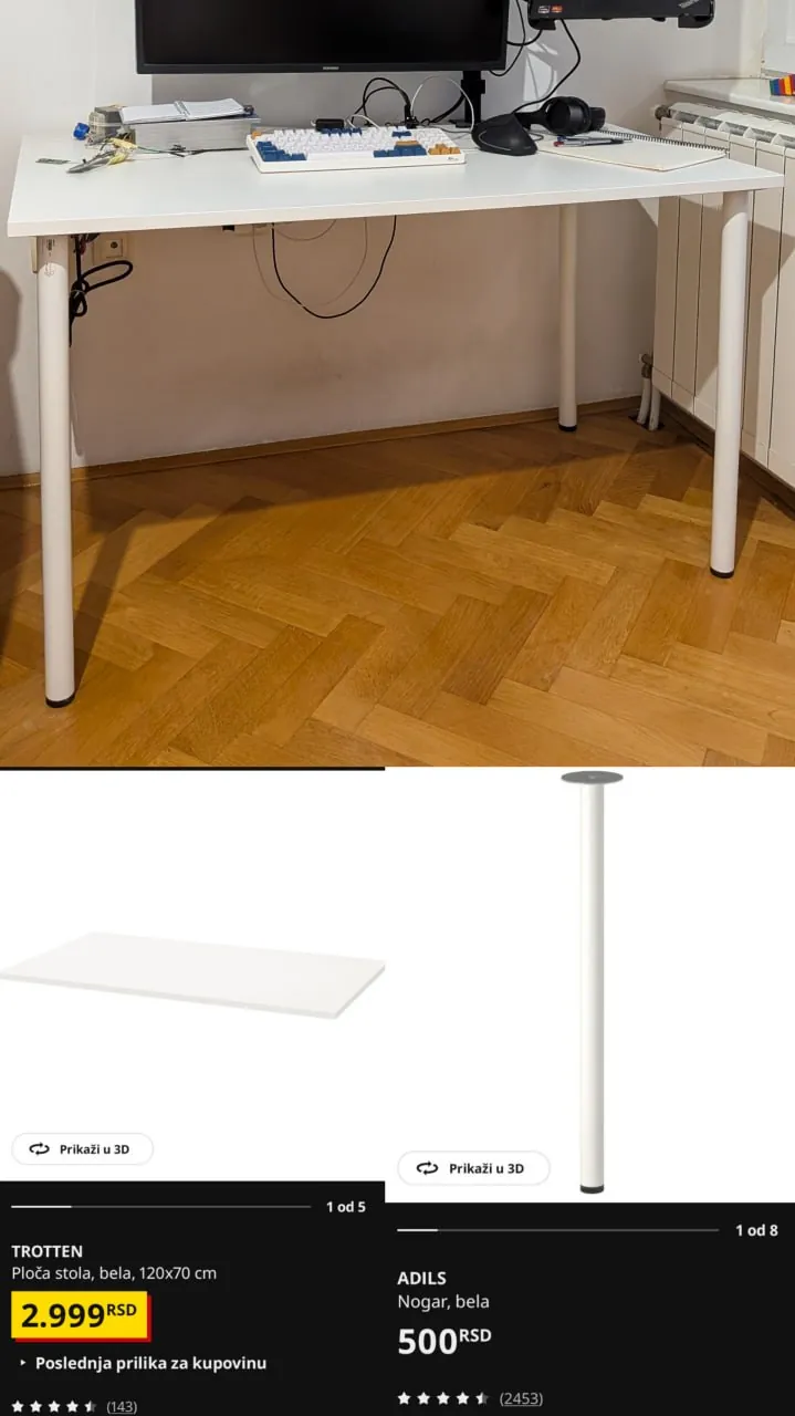 СВЧ Gorenje, стол IKEA и монитор Samsung 3